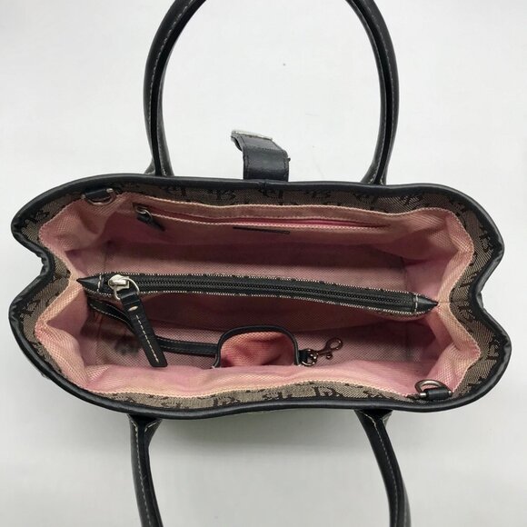 Dooney & Bourke Black Canvas & Leather Convertible Satchel With Wallets - Picture 10 of 11